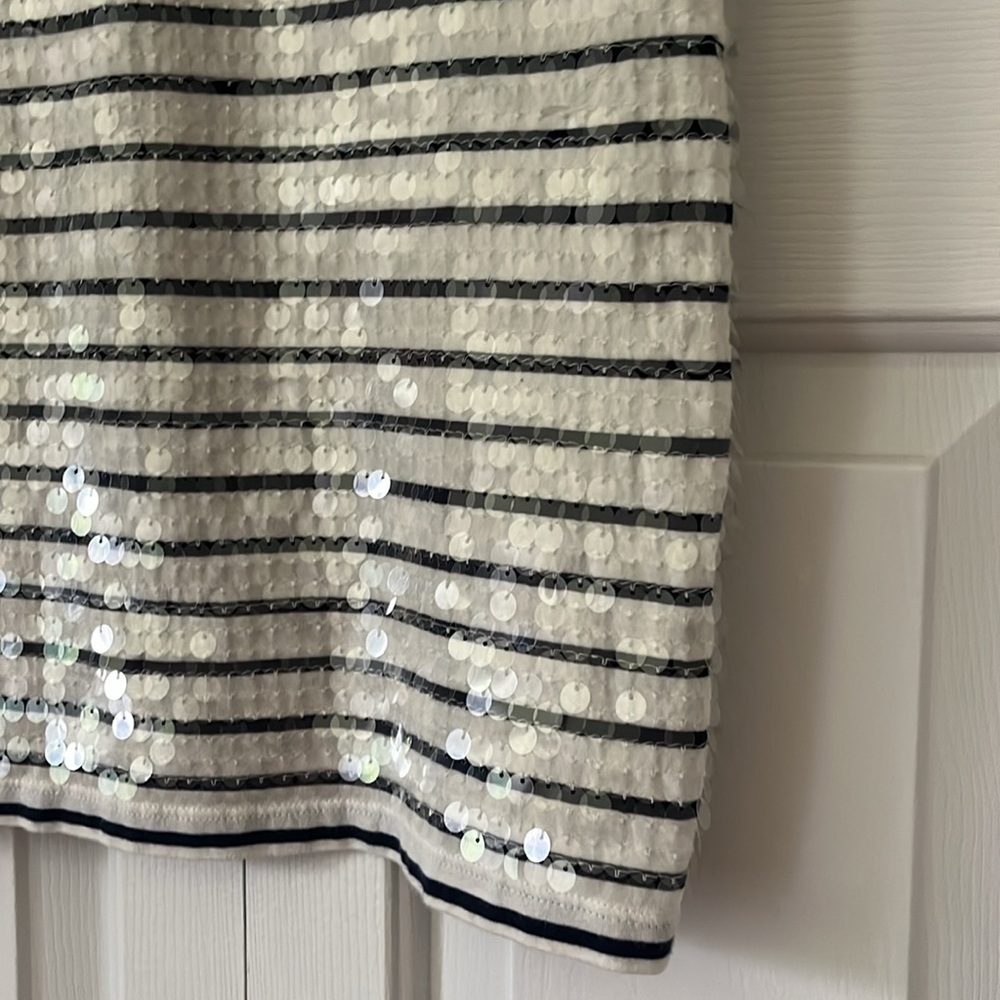NWT J. Crew Sequin Stripe Tee Navy Blue & White XS - Picture 7 of 9